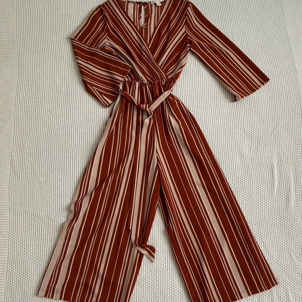 Francesca's Collections Rust and White Long Sleeve Dress